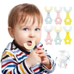 مسواک سیلیکونی چرخشی فرم دندان کودک